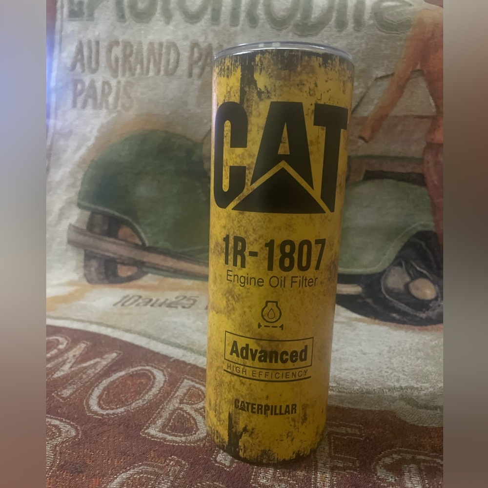 CAT Caterpillar Bulldozer 1R-2807 “Oil Filter” Stainless Steel 20oz Tumbler NEW